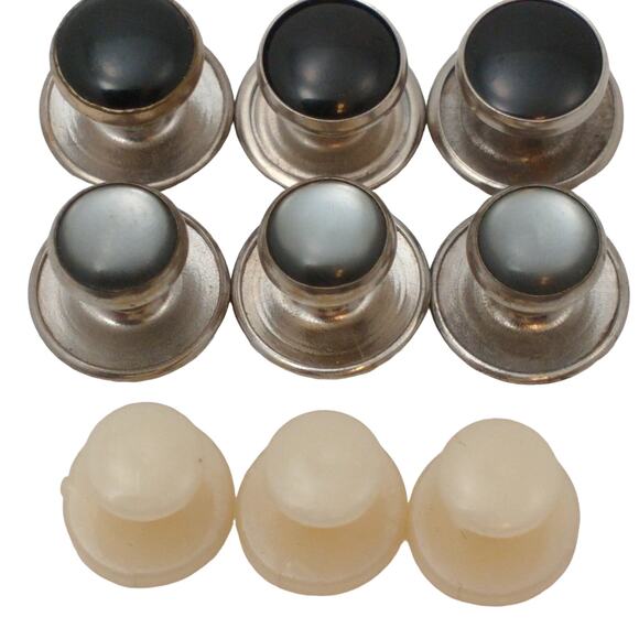 Swank Men's Button Studs 3 Onyx 3 Mother of Pearl and 3 Plastic Lot of 9 - Picture 3 of 4